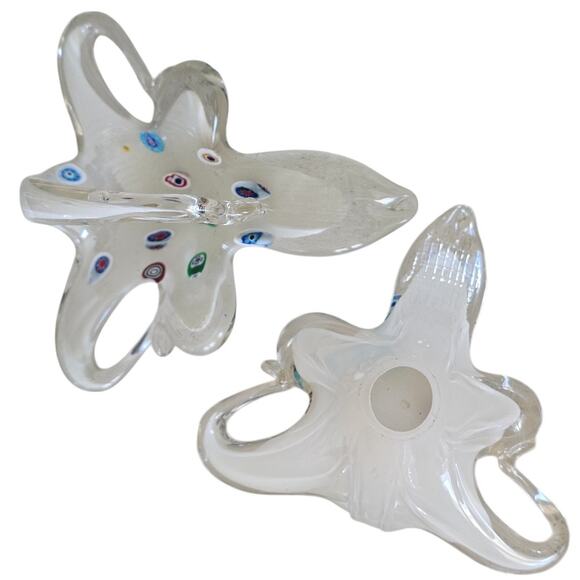 Made In Italy Murano Millefiori Swan Hand Blown Art Decor Basket Trinket Dish - Picture 8 of 9